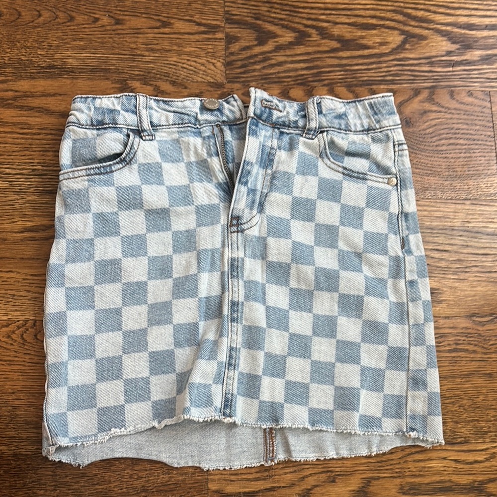 Checkered Denim Skirt by Zara